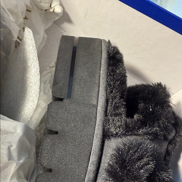 Stuart Weitzman Zoe Lift Chill Furry Sandals Black NEW IN BOX - Picture 10 of 14